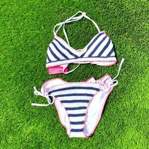 Xhilaration red, white and blue crocheted swim suit. Size M top, size L bottom.
